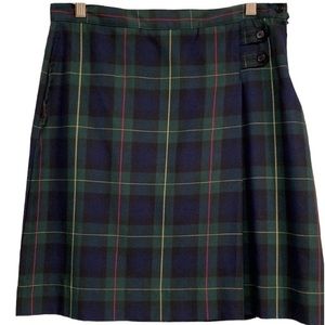 Lands’ End Women’s Uniform Skirt | Professional | Green & Navy Plaid | Size 6/7